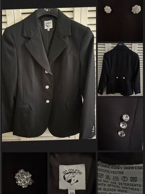 On Course Black Ashby English Show Jacket  Girls
sz 14.  Custom bling buttons